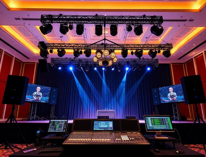Professional audio equipment rental including PA systems and microphones in Dubai