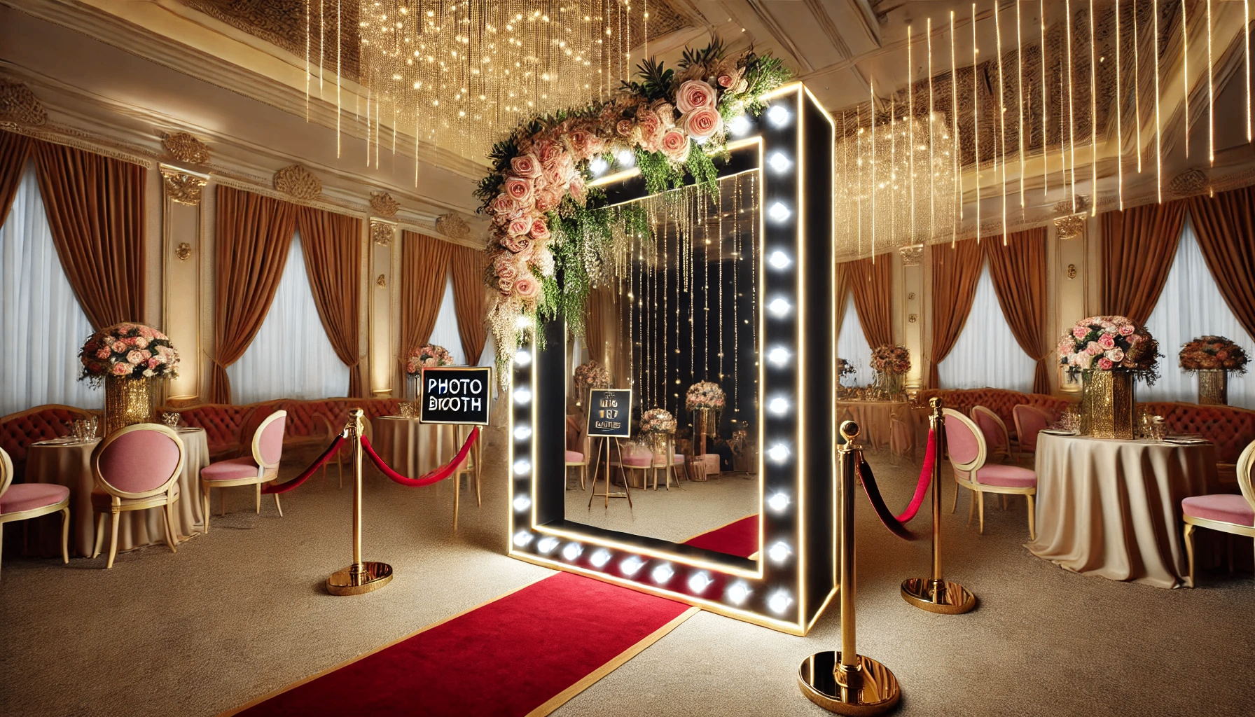 Interactive mirror photo booth with touch screen at Dubai wedding