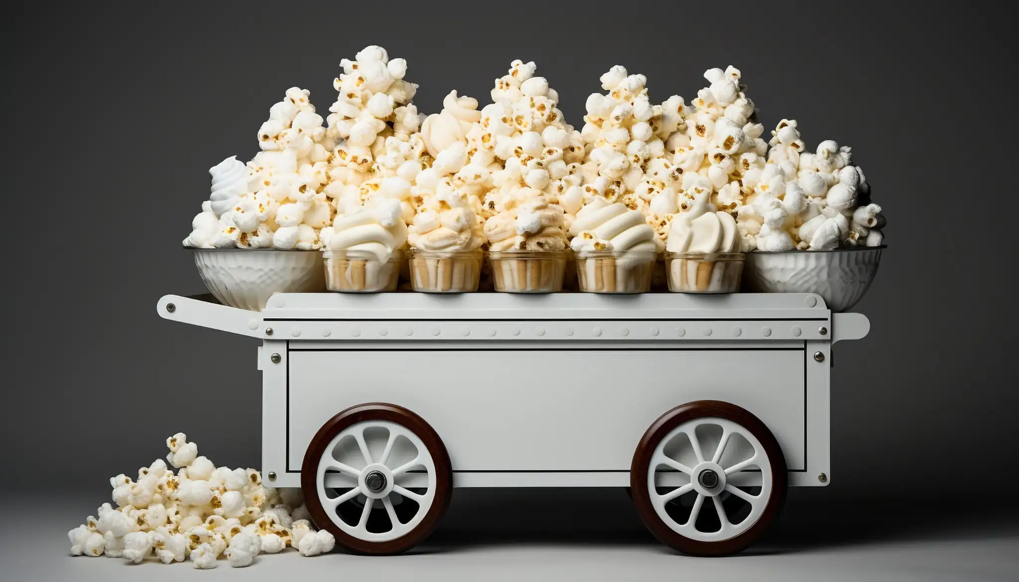 Professional popcorn cart machine with fresh popcorn for outdoor cinema events in Dubai